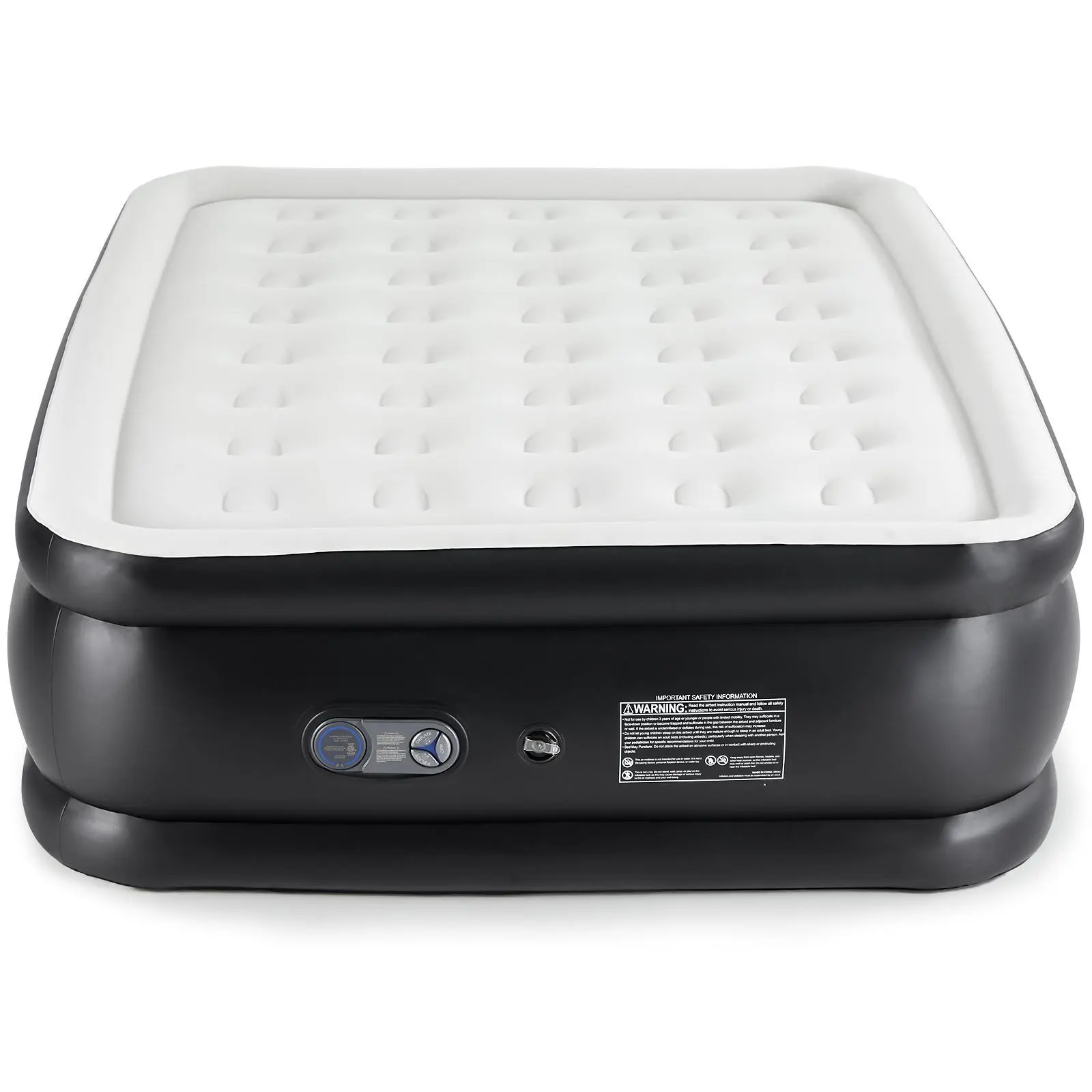 Sweetcrispy Inflatable Airbed with Built-in Pump, Double-Height Flocked Top Camping Travel Bed, Quick-Inflate Non-Slip Bottom Sleeping Gear