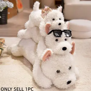 Pure West Highland Terrier Plush Toy, Cute Bean Eye Pet Dog Doll, Adorable Pet Gift, Healing Present for Pet Lovers, Birthday & Festival Gift