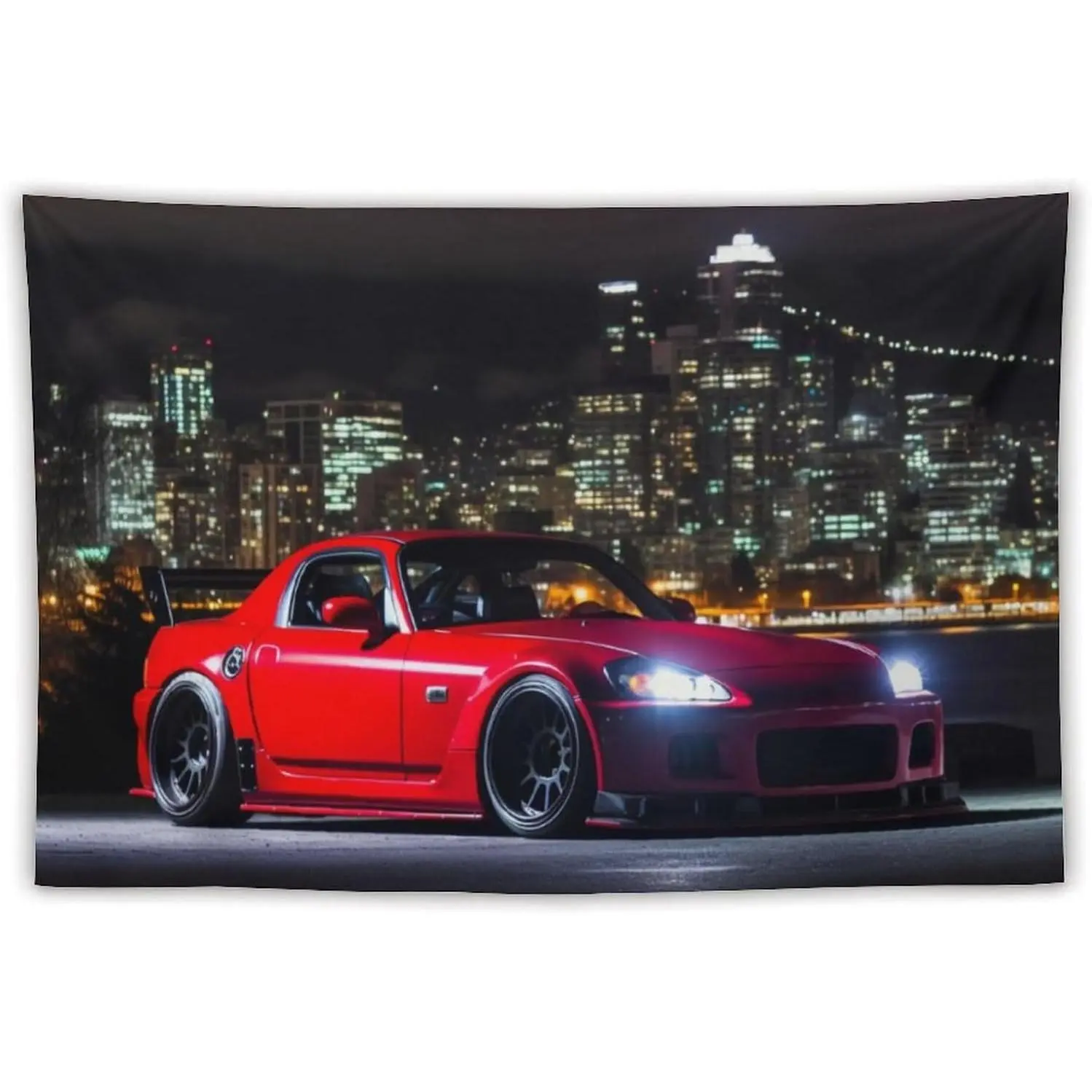 Large Tapestry Wall Hanging Decor S_2000 Red Sports Car JDM Night City Flags Tapestry for Room Living Room Wall Decor Large Wall Art Tapestries