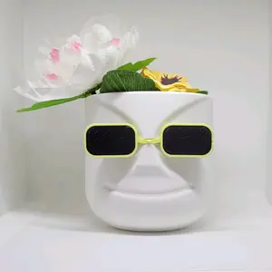 3D Printed Smiling Flower Pot with Shades – Fun & Trendy Planter for Home & Office Decor