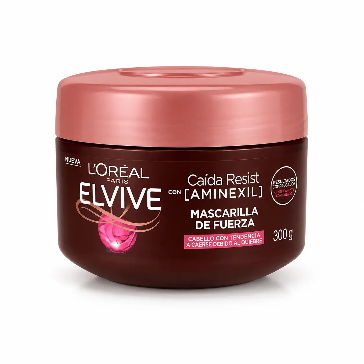 L'Oréal Elvive Strengthening Hair Mask | Hair Repair & Deep Conditioning Treatment | For Dry, Damaged & Fragile Hair | Helps Strengthen, Smooth & Reduce Breakage 300g (MASCARILLA REDONDA)