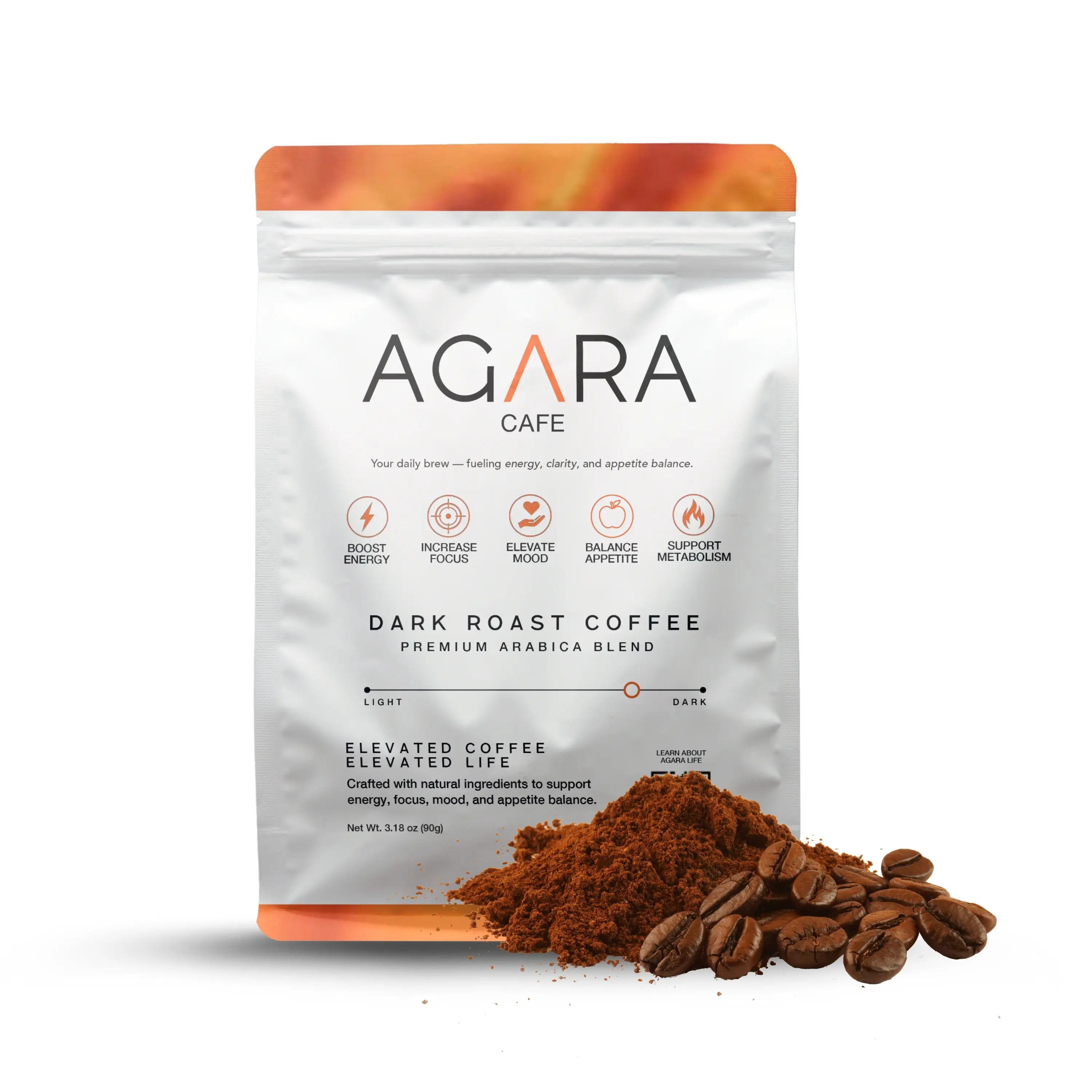 AGARA CAFE Weight Loss Focus & Energy Dark Roast Coffee Premium Arabica Blend 2 PACK 60 Serving