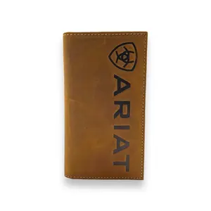 Men's Ariat Rodeo Wallet/Checkbook Cover - Brown Vertical Embossed Logo
