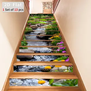 Geometric Pattern Stair Sticker, 13pcs/set Waterproof Self Adhesive Stair Sticker, Removable Wall Sticker for Home Decor