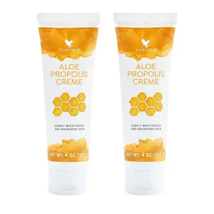 Forever Living Aloe Propolis Creme - 4 oz (2 Pack) - Skin Nourishment with Aloe Vera & Bee Propolis - Moisturizing Cream with Vitamins A E & C - Vegetarian Friendly - Gentle Comfort & Radiant Complexion Moisturizer Hydrate Hydrating Rejuvenating