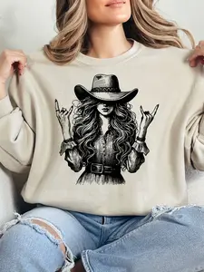 Lainey Cowgirl Style sweatshirt– Western Rodeo Graphic sweater, Casual Unisex Top