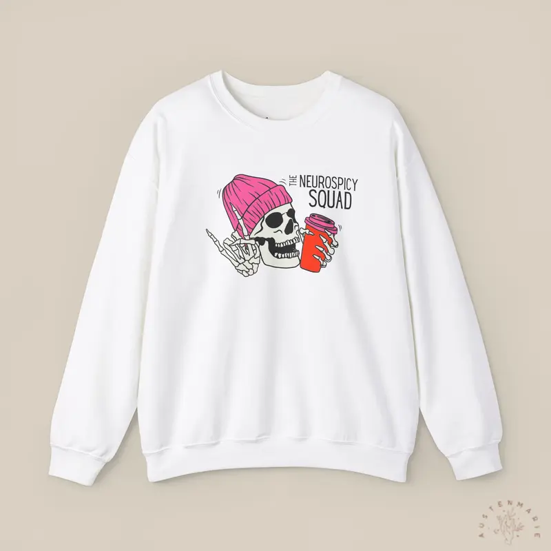 Neurospicy Momsquad Sweatshirt - Unisex Crewneck, Funny Mom Gift, Trendy Jumper, Cool Mother's Day Top, Unique Mom Tribe Pullover, Gift for