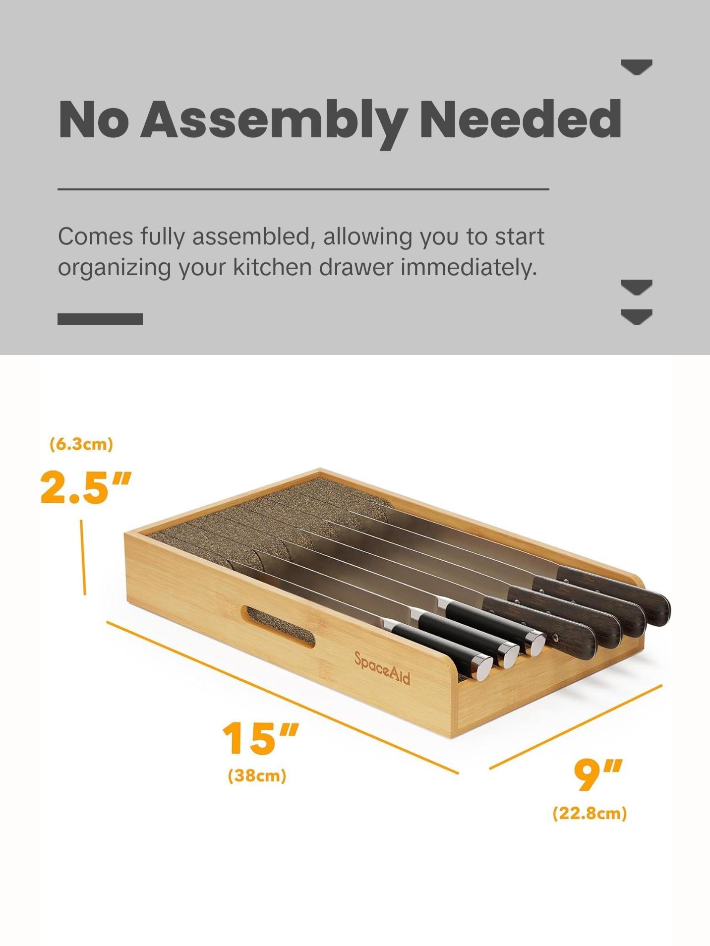 Medium Drawer Knife Block, 9"W