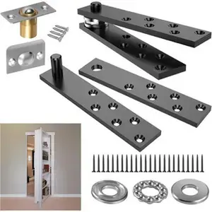 Hidden Door Hinge Pivot 360 Degree Murphy Bookcase, Duty Pivot Hinge Kit for Max 300 lbs, Secret Door Hinges (Black)
