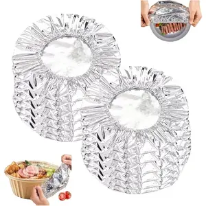 100/50/20/10 Count- Aluminum Foil Food Lids- Heat Resistant And Microwave Safe, Leak-Proof Adjustable Bowl And Plate Covers- Reusable, Suitable for Kitchens, Catering Businesses And Offices- Food Freshness Covers