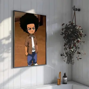 Boondocks Poster – Huey Freeman Standing Pose, Anime Style Character Print for Boondocks Fans & Minimalist Room Aesthetic