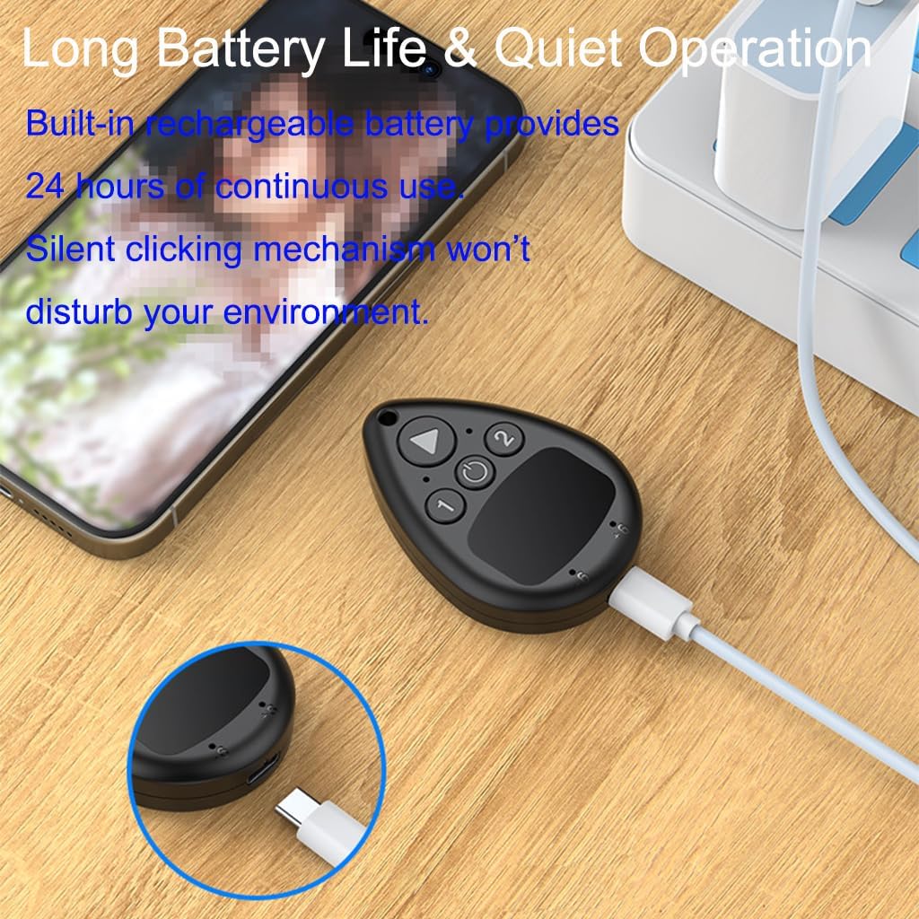 Wireless Auto Clicker for Phone, Adjustable Speed Silent Screen Tapper – No Root Needed, Bluetooth Physical Clicker for Android & iOS Mobile Games, Apps & Live Streaming