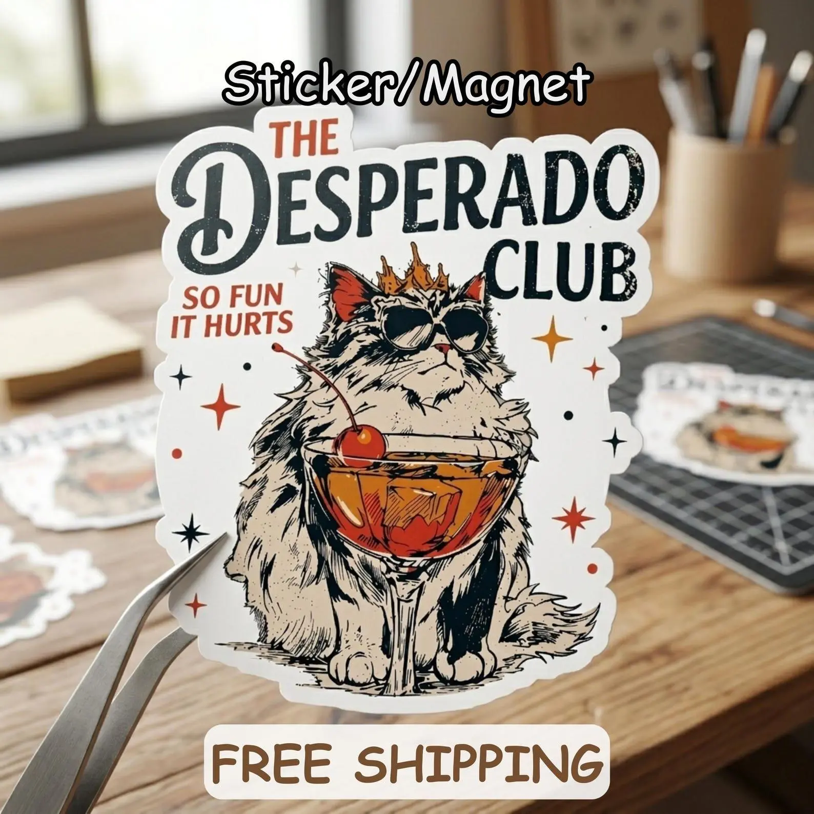 Princess Donut - The Desoerado Club Sticker, Dungeoon Crawler Carl Retro Vintage Art, Funny Mongo Quote Decals, Magnet/Vinyl