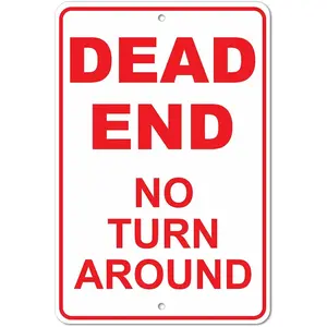 Dead End Sign - 8x12 Aluminum No Turn Around Driveway Sign - Private Road Sign No Trespassing Sign - Private Driveway No Turnaround Sign