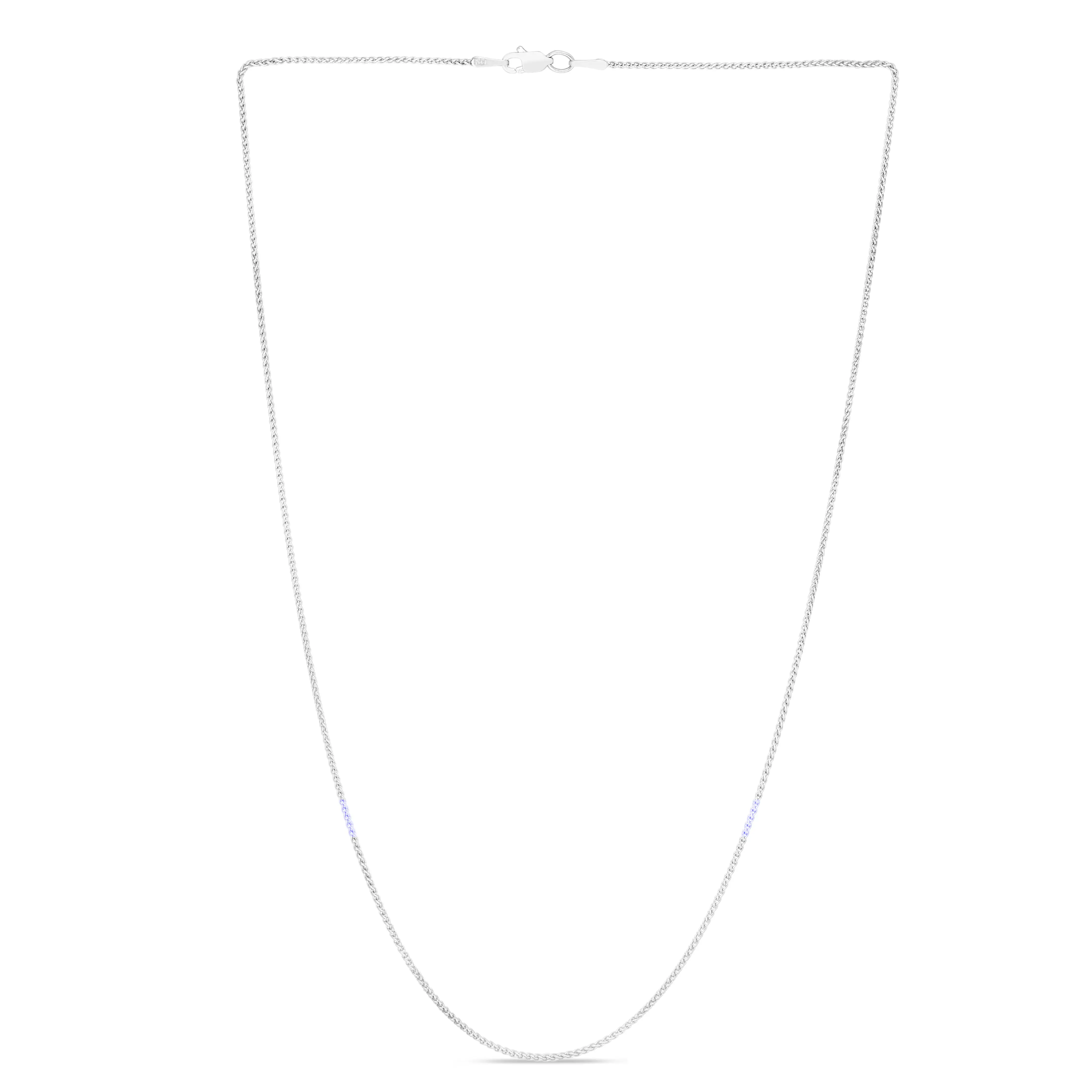 14K White Gold 1.2mm 20In Round Wheat Chain