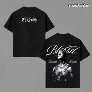 Siempre Blessed Trinidad Bendita Premium Oversized Graphic T-Shirt - High Quality Heavyweight Soft Cotton Streetwear Tee with Tattoo Portrait Design, Perfect Gift for Latin Music and Reggaeton Fans Men Women