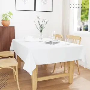 Rectangle White Satin Tablecloth Washable Fabric Table Cloth 6ft for Dining Buffet Parties Picnic Weddings and Restaurants