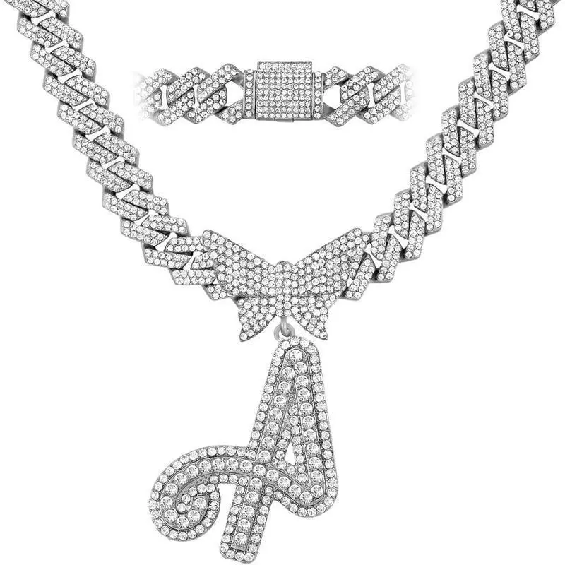 Cuban Link Chain for Women Cursive Sier Initial 14MM Diamond Prong Cuban Chain Hip Hop Iced Out Chain Necklace Butterfly Initial Letter Name Necklaces for Women Cuban Link Chain for Women Cursive Sier Initial 14MM Diamond Prong Cuban Chain Hip Hop Iced Out Chain Necklace Butterfly Initial Letter Name Necklaces for Women