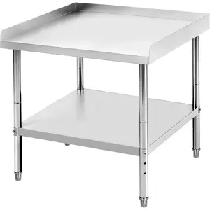 Silver 201 Stainless Steel Commercial Work Table, 30x30x30in Grill Workstation with Non - Removable Baffle