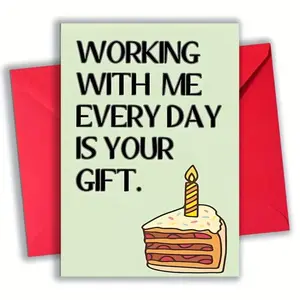 1-Piece Funny Birthday Coworker Greeting Card – Playful "Working With Me" Humor, Vibrant Design, Perfect Office Gift for Colleagues, Ready-to-Send with Envelope.