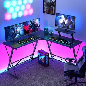 L Shaped Gaming Desk Corner Computer Desk, L Shaped Desk, Home Office Desks Writing Workstation With Large Monitor Stand, Easy To Assemble (Black, 51 Inch)