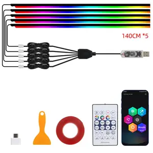Color-changing car interior central control ambient light, modified LED acrylic USB car ambient light, flowing decorative light