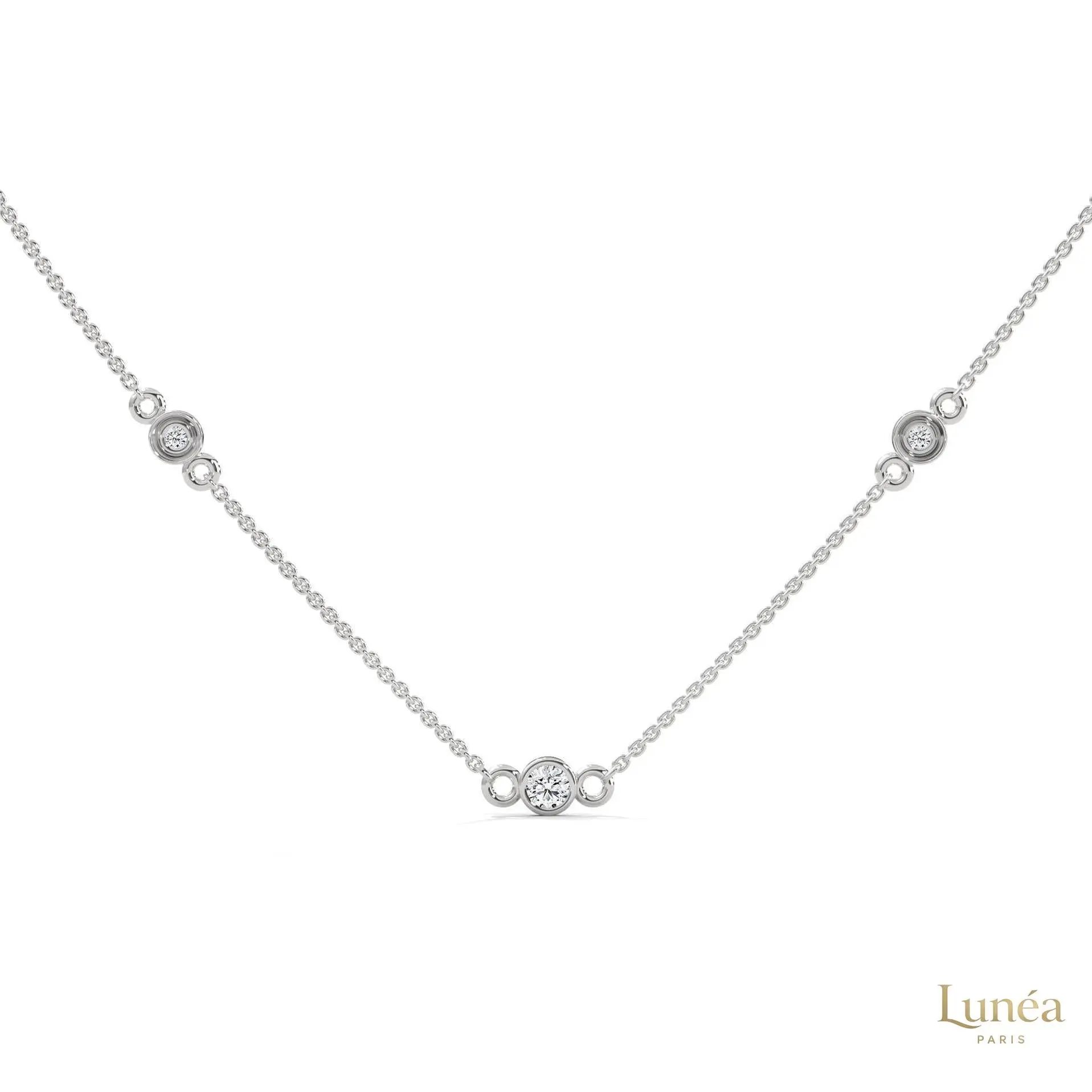 0.10 CT. Bezel Diamond Station Pendant | Lab Grown | 14K Gold & Platinum