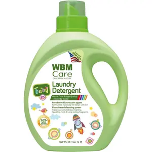 WBM Plant-Based Laundry Detergent Liquid – 34 fl oz, 50 loads total.Eco-friendly formula for, gentle on fabrics, and safe for the