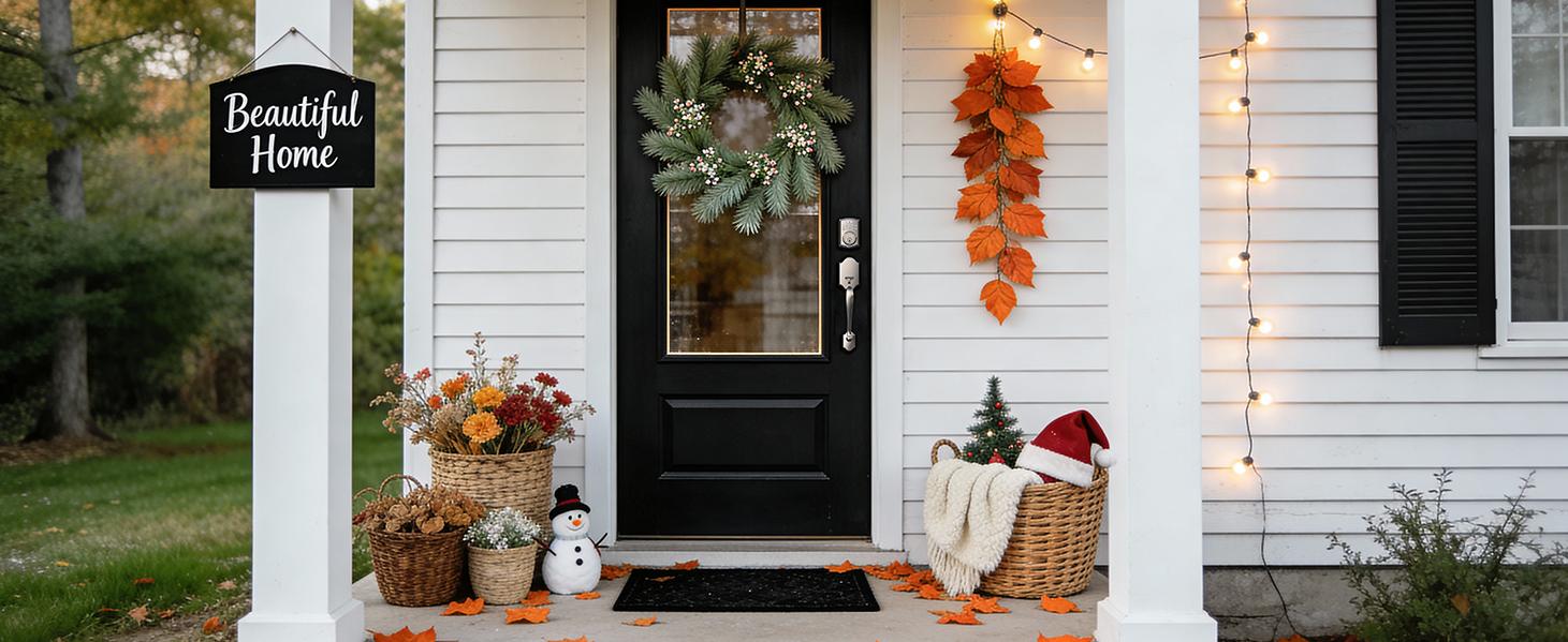 Brightify Antique Brass Front Door Handle No Lock, Classic Exterior Door Handle, Entry Door Handle Reversible for Left & Right Hand Doors