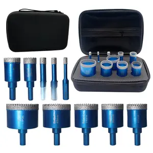 Tile Hole  Kit , 10 count  Core Drill Bits Set for Ceramic Porcelain Tile Marble Granite Stone Tools Drilling Triangle Shank with Storage Case