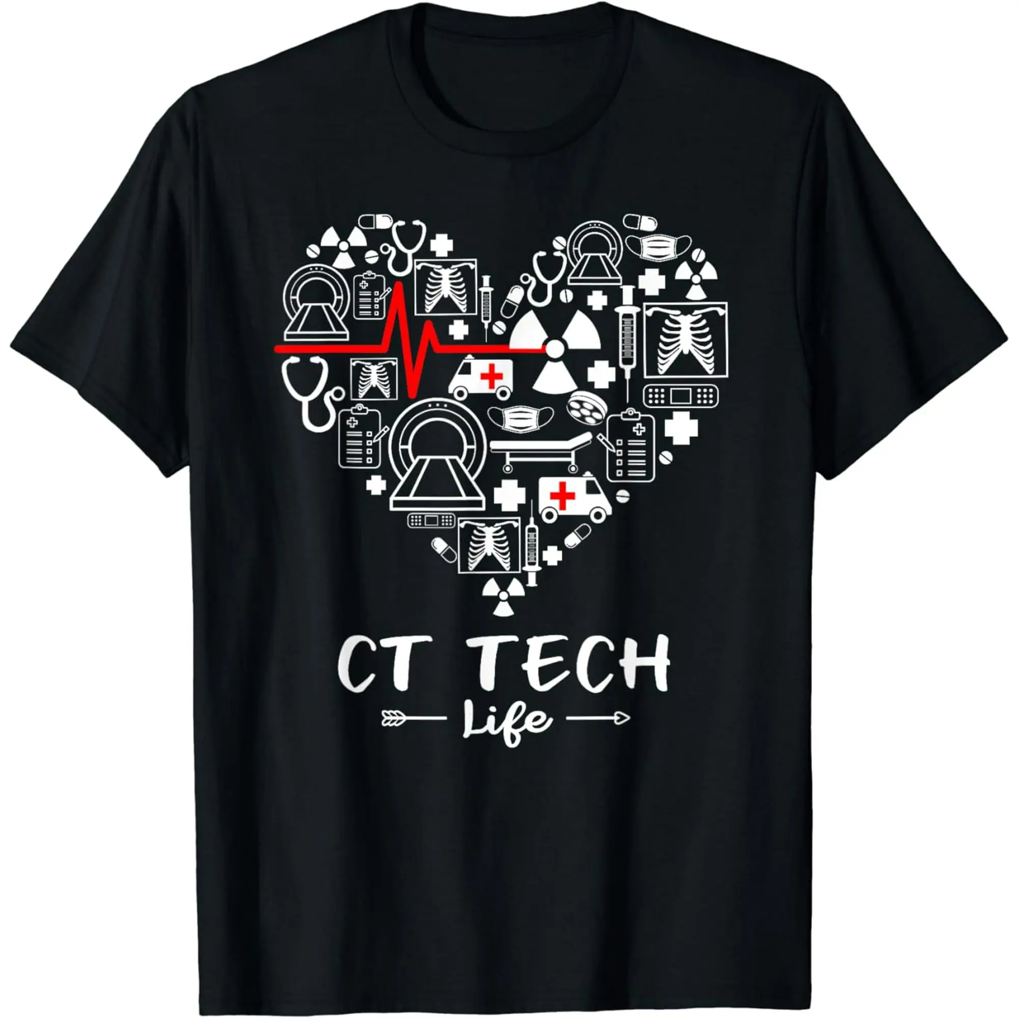 CT Tech Life Heart Funny Technologist Summer Casual Shortsleeve Cotton T-Shirt