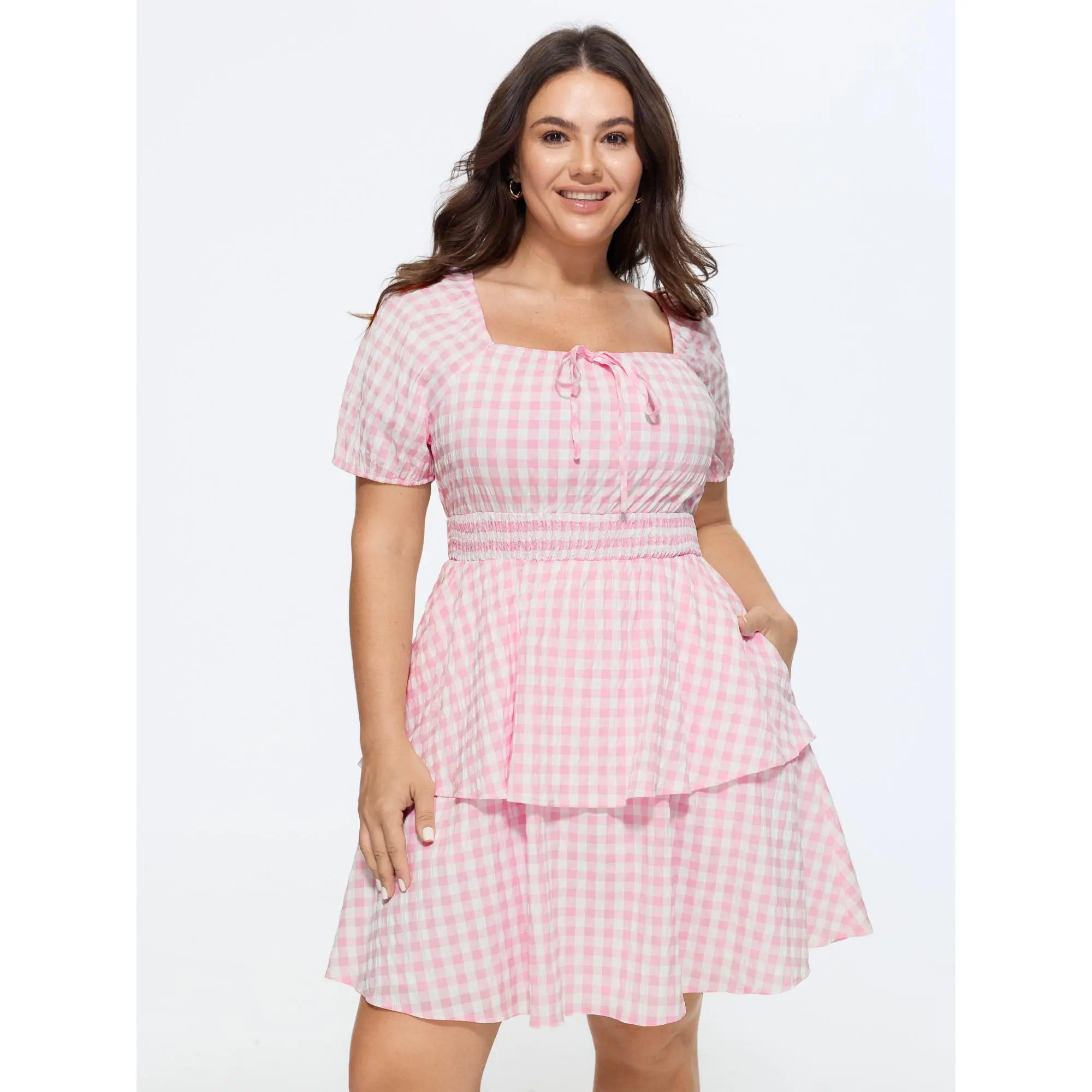 BLOOMCHIC Plus Size Gingham Print Fit And Flare Mini Dress [M-6X] 2026 Spotlight, Deals For You Days,Summerfinds