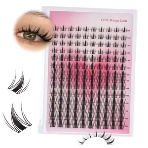 Fairy Lash Clusters Curl Manga Lash Extension Eyelash Extension Wispy Natural Invisible Band Lash Waterproof DIY Lash Extension at Home(Fairy-8-18MIX)