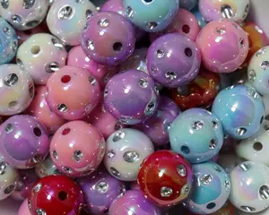 16MM Bead with Silver Holes Mix