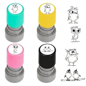 Bird Pattern Stamp Self-Inking Open-Print Inkless Platform Clear Design Multiple Styles Small Portable Reusable Art Creation Teacher Reward