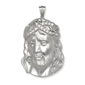 Jesus Head 925 Sterling Silver Large pendant