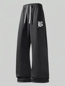 Men's Gothic Dark Style Outdoor Casual Sports Pants, Fitted Random Print, Spring & Fall Fashion, Campus Wear Preferred, Casual Sporty Trousers