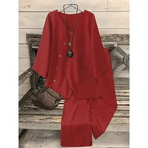 Women's Two-Piece Set, Casual Loose-Fit Summer, Moderate Fabric, Comfortable Daily Wear, Stylish Ladies' Everyday Clothing