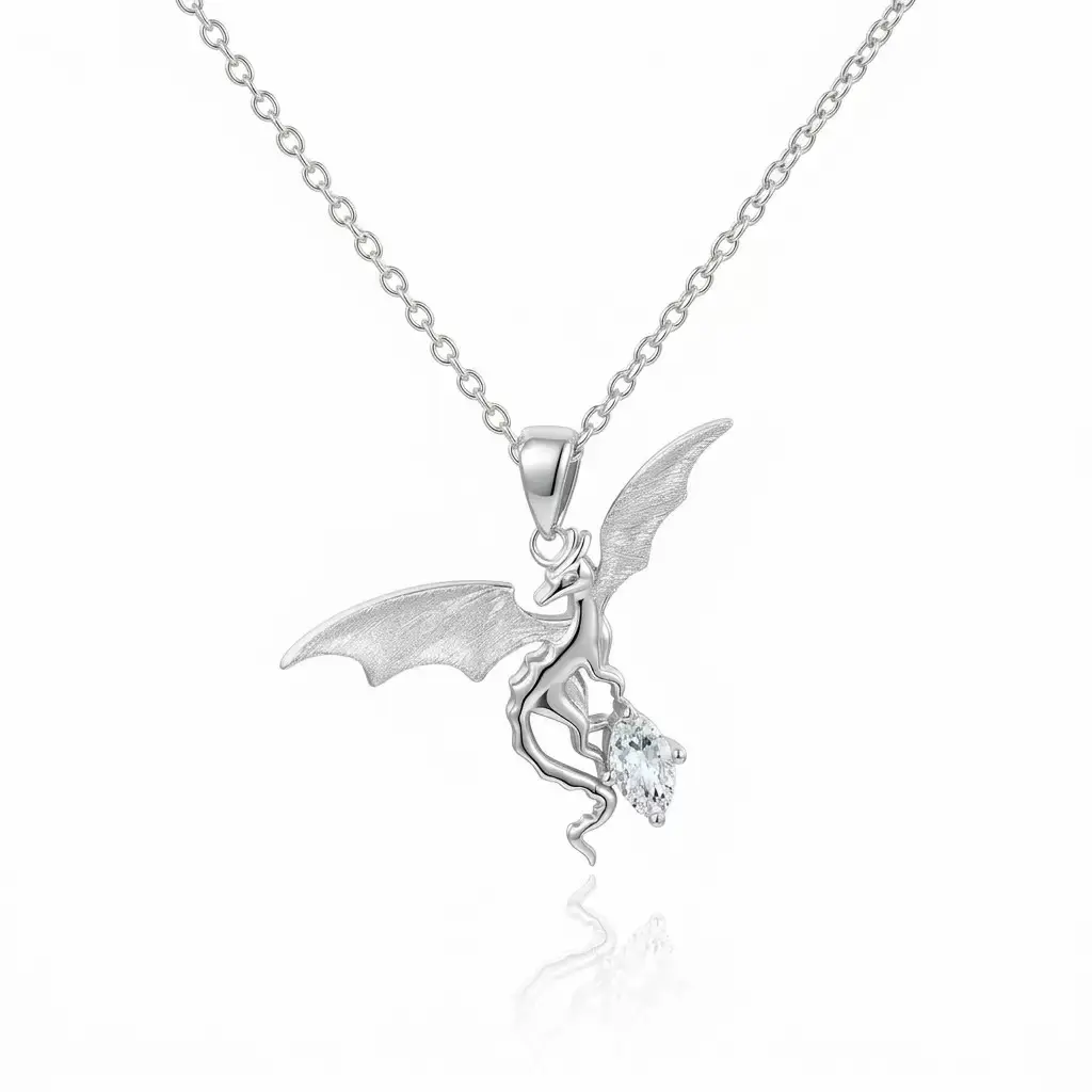 925 Silver Moissanite Dragon Pendant