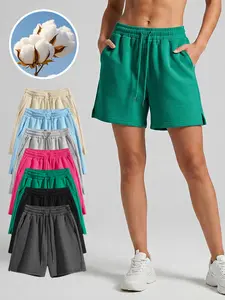 Ultra-Soft Dolphin Sweat Shorts - Women's Elastic Waist Casual Shorts with Side Split Hem & 3 Inch Inseam, Relaxed Fit, Versatile for Loungewear, Running & Streetwear - Trendy Solid Color Cotton-Blend Fleece Lined Bottom