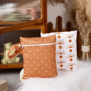 Waterproof PUL Nappy Dry Bag, 2 Counts/set Mini Fashion Wet Diaper Bag, Travel Diaper Tote, Diapers Inserts Storage Bag, Baby Travel Essentials