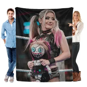 Alexa Bliss WWE Wrestling Doll Printed Flannel Fleece Throw Blanket, Ultra Soft Cozy All Season Warm Sofa Couch Bed Cover, Wrestling Match Watching Supply, Sports Themed Room Home Decor, Perfect Birthday Holiday Souvenir Gift For WWE Wrestling Fans