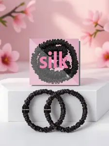 2PCS 100% Pure Mulberry Silk Hair Scrunchies Silk Hair Ties Hairbands Ponytail Holders Solid Color Natural Hair Accessories Elastic Hair Accessory 22Momme