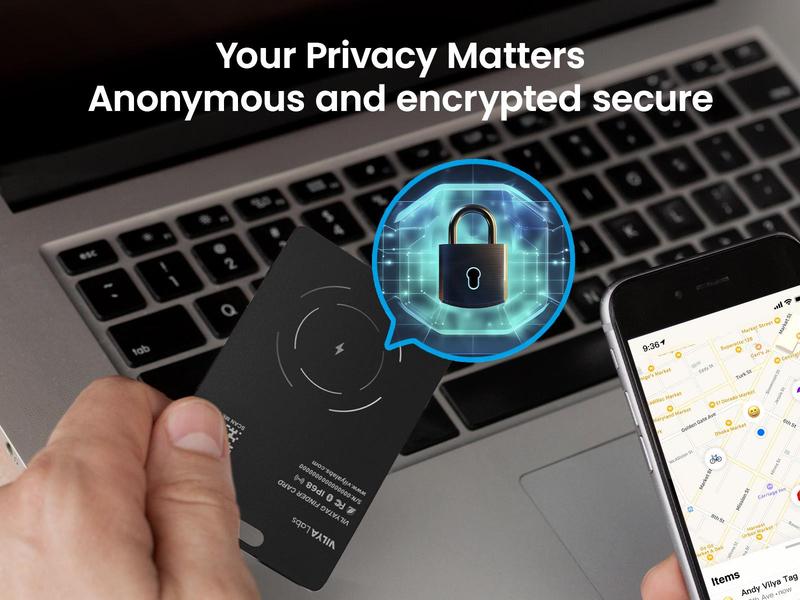 VilyaLabs Wallet Tracker Card Rechargeable for Apple Find My, Slim and Thin Up to 0.06inch, Water Resistant, with Dual Protection System