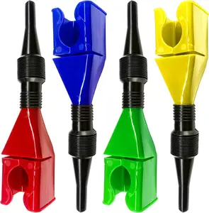 4 PCS Car Fuel Funnels, Retractable Plastic Auto Fuel Funnel Clips with Flexible Hose, Universal Oil Change Funnels