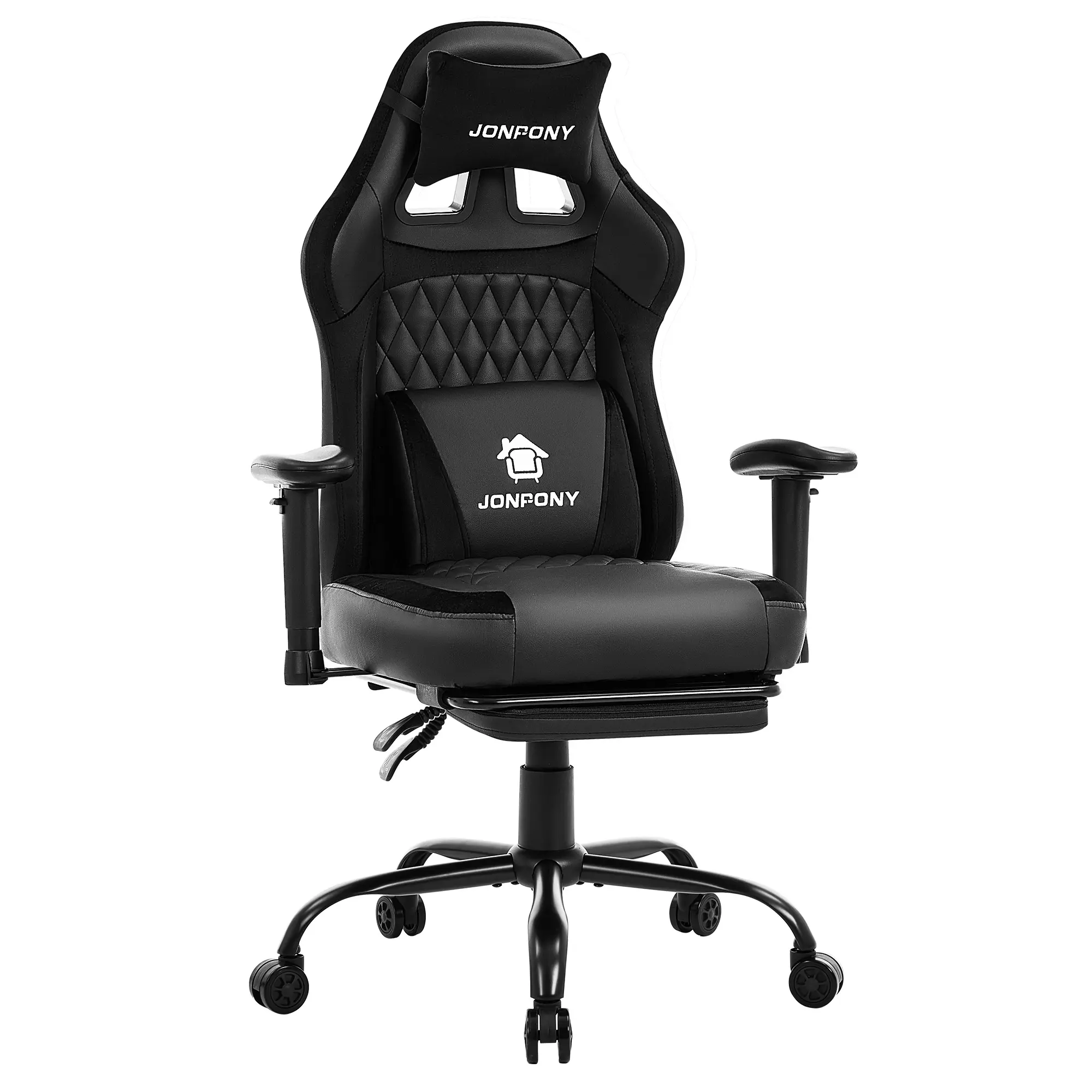 JONPONY Big and Tall 500LBS Ergonomic Gaming Chair, High Back Office Chair with Wide Wingless Seat and Thick Cushion, Comfortable Leather Computer Chair Support Long Sitting,2D Armrests