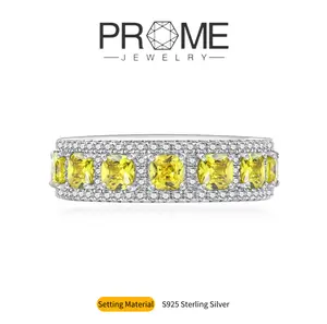 (SR157)S925 Sterling Silver Square Pavé Rings 0.25CT Elegant & Luxurious Jewelry for Women