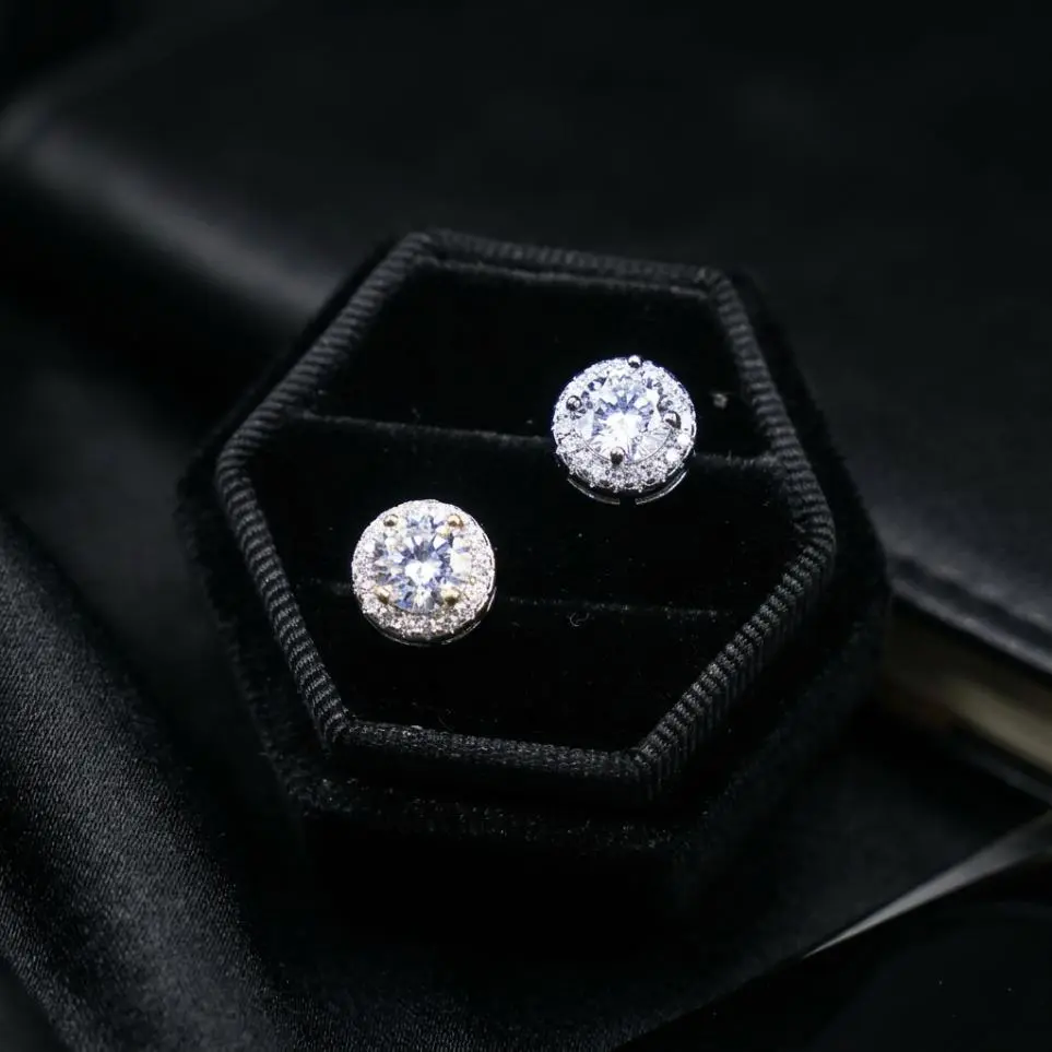 【2026 Trend Alert】S925 Sterling Silver Unisex Halo Round Stud Shape Soft Needle Stud Earrings - Sparkly Inlaid, High-Quality, Lightweight, Anti-Tarnish Jewelry for Daily Wear, Parties