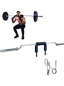 Safety Squat Bar,Safety Squat Bar With 2 Barbell Clips,2 Inch Sleeve Barbell With Comfortable Neck Pad,Handle Removeable, Ideal For Free Weights Strength Training  Safety Squat Bar,2 Inch Sleeve Olympi_c Barbell With Neck Pa