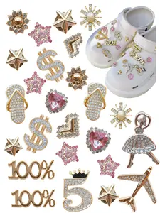 25 Piece DIY Gemstone Theme Croc Shoe Decoration Set, Abs Fashion Shoe Pins, Suitable for Sandals, Garden Shoes, Bags, Tea Party Decorations, Croc Charms